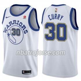 Män Golden State Warriors Tröja Stephen Curry 30 Nike 2017-18 Hardwood Classics Vit Swingman
